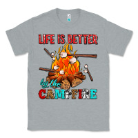 Heather Grey life is better by the campfire with marshmallows Classic Tee - AdoDesignShop