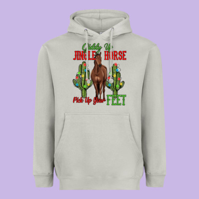 Giddy Up Jingle Horse Pick Up Your Feet Heavyweight Hoodie Designed By Maliassmallbusiness