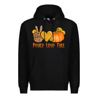 Black peace love fall Premium Hoodie - AdoDesignShop