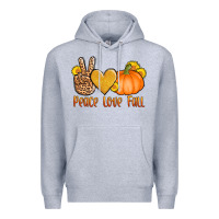 Heather Grey peace love fall Premium Hoodie - AdoDesignShop