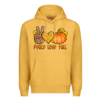 Mustard peace love fall Premium Hoodie - AdoDesignShop