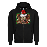 Black Christmas background baby calf Zipper Hoodie - BarkalooDesign