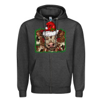 Charcoal Heather Christmas background baby calf Zipper Hoodie - BarkalooDesign