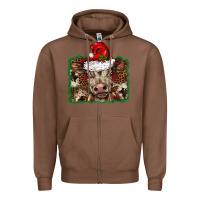 Chestnut Christmas background baby calf Zipper Hoodie - BarkalooDesign