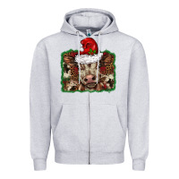 Heather Grey Christmas background baby calf Zipper Hoodie - BarkalooDesign