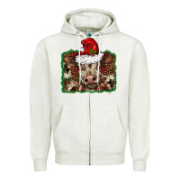 Oatmeal Heather Christmas background baby calf Zipper Hoodie - BarkalooDesign