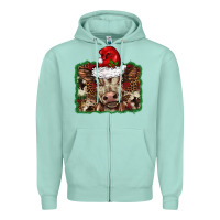 Seafoam Christmas background baby calf Zipper Hoodie - BarkalooDesign