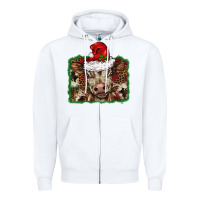 White Christmas background baby calf Zipper Hoodie - BarkalooDesign