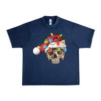 Navy Christmas skull with santa hat Urban Heavy Tee - FaDigitalArtStudio