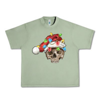 Oil Green Christmas skull with santa hat Urban Heavy Tee - FaDigitalArtStudio