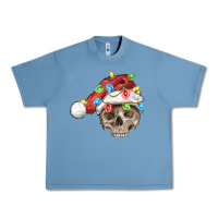 Pebble Blue Christmas skull with santa hat Urban Heavy Tee - FaDigitalArtStudio