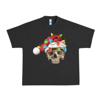 Pigment Black Christmas skull with santa hat Urban Heavy Tee - FaDigitalArtStudio