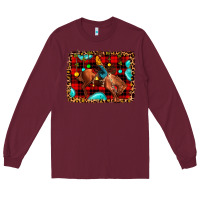 Burgundy Christmas rodeo cowboy Long Sleeve Tee - JahusDesignShop