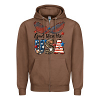 Chestnut Western God Bless The USA Zipper Hoodie - LillyAllenDesigns