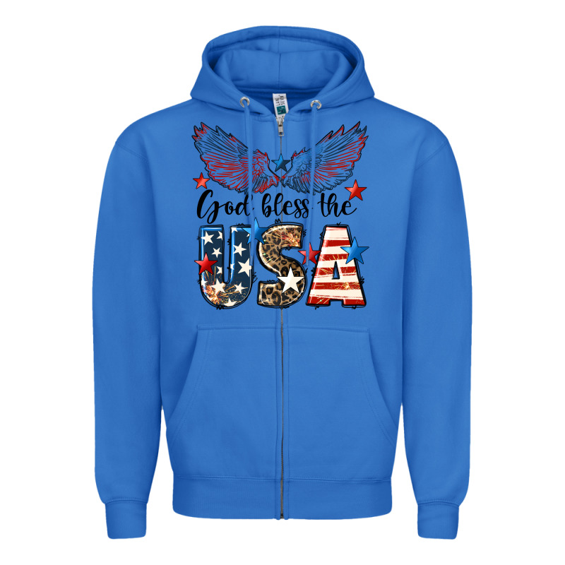 Western God Bless The Usa Zipper Hoodie by LillyAllenDesigns | Teevron