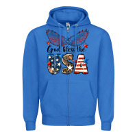True Royal Western God Bless The USA Zipper Hoodie - LillyAllenDesigns