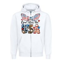 White Western God Bless The USA Zipper Hoodie - LillyAllenDesigns