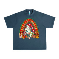 Midnight Navy Christmas Unicorn Rainbow Urban Heavy Tee - FaDigitalArtStudio