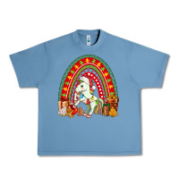 Pebble Blue Christmas Unicorn Rainbow Urban Heavy Tee - FaDigitalArtStudio