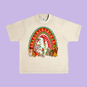 Christmas Unicorn Rainbow Urban Heavy Tee Designed By Fadigitalartstudio