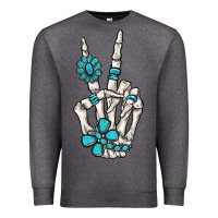 Charcoal Heather turquoise gemstone skeleton hand Premium Sweatshirt - MaliasSmallBusiness