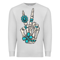 Dove Grey turquoise gemstone skeleton hand Premium Sweatshirt - MaliasSmallBusiness
