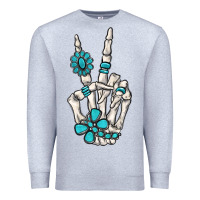 Heather Grey turquoise gemstone skeleton hand Premium Sweatshirt - MaliasSmallBusiness