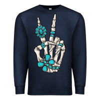 Navy turquoise gemstone skeleton hand Premium Sweatshirt - MaliasSmallBusiness