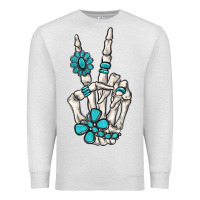 Oatmeal Heather turquoise gemstone skeleton hand Premium Sweatshirt - MaliasSmallBusiness