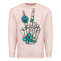 Pale Pink turquoise gemstone skeleton hand Premium Sweatshirt - MaliasSmallBusiness