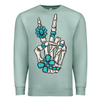 Seafoam turquoise gemstone skeleton hand Premium Sweatshirt - MaliasSmallBusiness