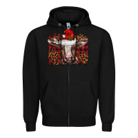 Black Christmas background baby calf Zipper Hoodie - BarkalooDesign