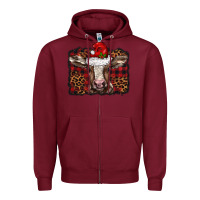 Burgundy Christmas background baby calf Zipper Hoodie - BarkalooDesign