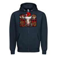 Navy Christmas background baby calf Zipper Hoodie - BarkalooDesign