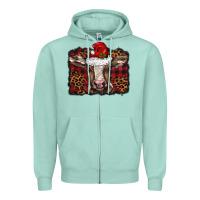 Seafoam Christmas background baby calf Zipper Hoodie - BarkalooDesign