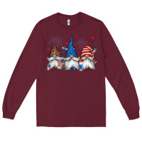 Burgundy 4th of july gnomes Long Sleeve Tee - Jasminsmagicworld
