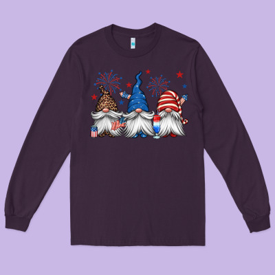 4th Of July Gnomes Long Sleeve Tee Designed By Jasminsmagicworld