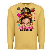 Antique Gold preschool teacher life  messy bun Premium Sweatshirt - NancyCooperArtShop