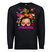 Black preschool teacher life  messy bun Premium Sweatshirt - NancyCooperArtShop