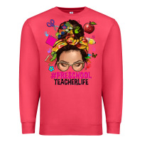 Cardinal preschool teacher life  messy bun Premium Sweatshirt - NancyCooperArtShop
