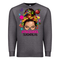 Charcoal Heather preschool teacher life  messy bun Premium Sweatshirt - NancyCooperArtShop