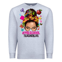 Heather Grey preschool teacher life  messy bun Premium Sweatshirt - NancyCooperArtShop