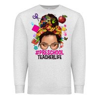 Oatmeal Heather preschool teacher life  messy bun Premium Sweatshirt - NancyCooperArtShop