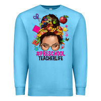 Ocean Blue preschool teacher life  messy bun Premium Sweatshirt - NancyCooperArtShop