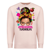 Pale Pink preschool teacher life  messy bun Premium Sweatshirt - NancyCooperArtShop