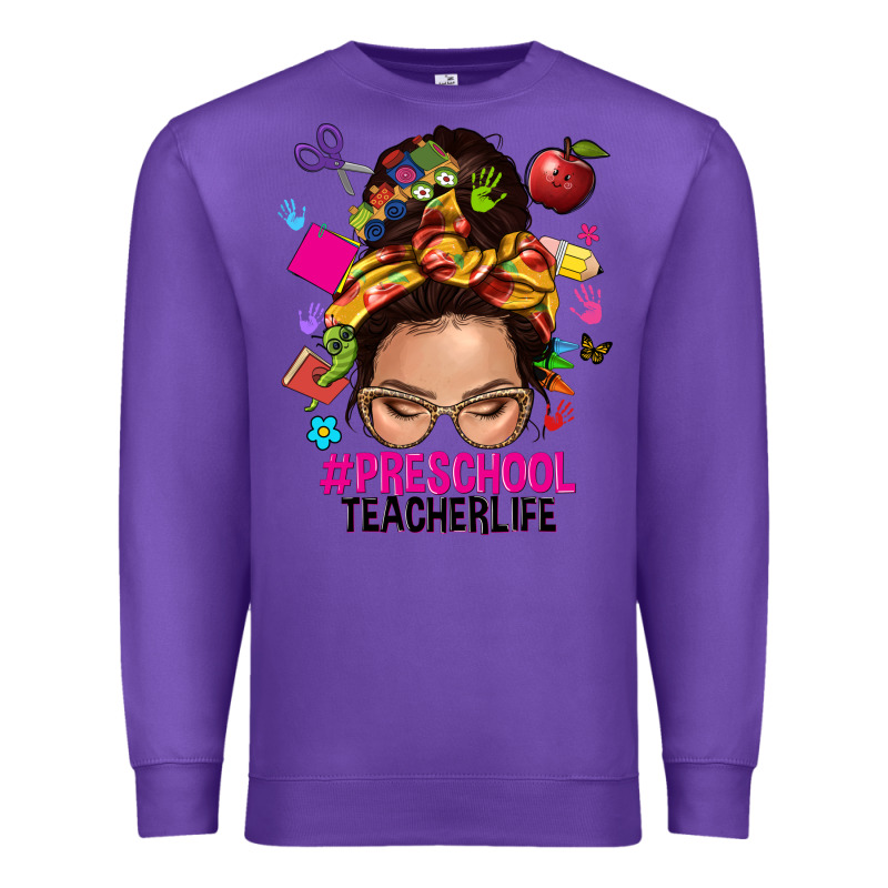 Preschool Teacher Life  Messy Bun Premium Sweatshirt by NancyCooperArtShop | Teevron