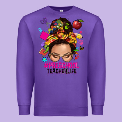 Preschool Teacher Life  Messy Bun Premium Sweatshirt Designed By Nancycooperartshop