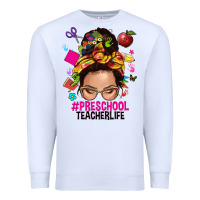White preschool teacher life  messy bun Premium Sweatshirt - NancyCooperArtShop