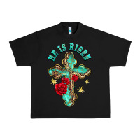 Black he is risen cross with roses Urban Heavy Tee - BarkalooDesign