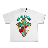 Lunar Rock he is risen cross with roses Urban Heavy Tee - BarkalooDesign